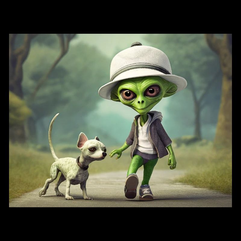 mignon petit extraterrestre vertSortez le chien