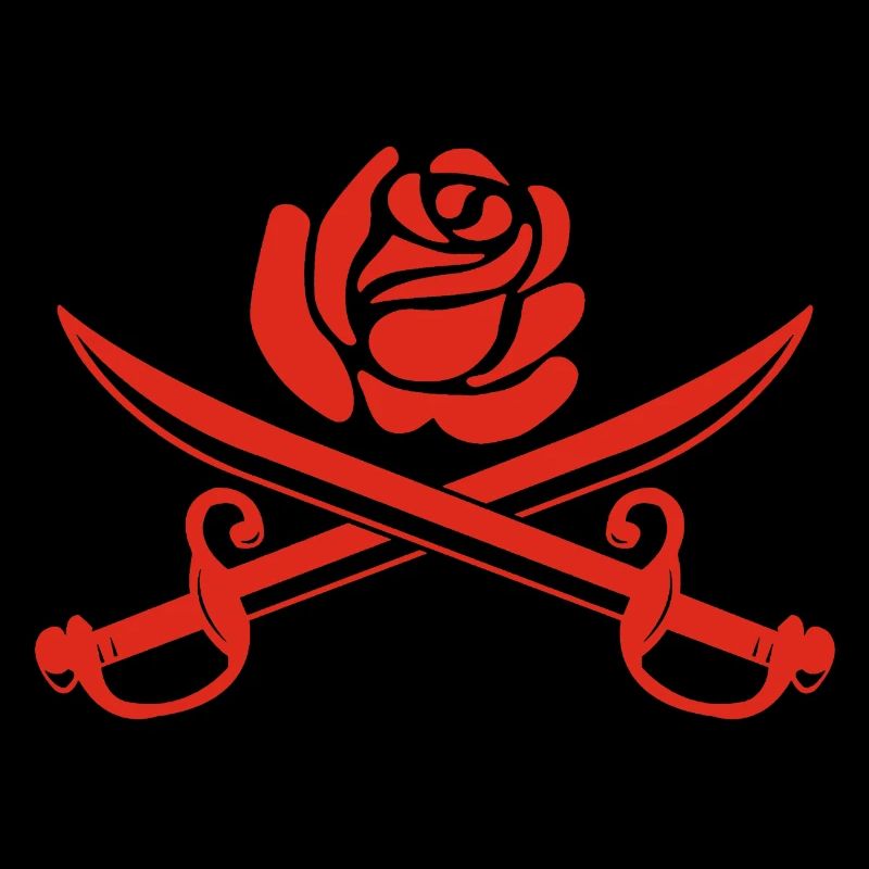 Rose rouge et épées croisées