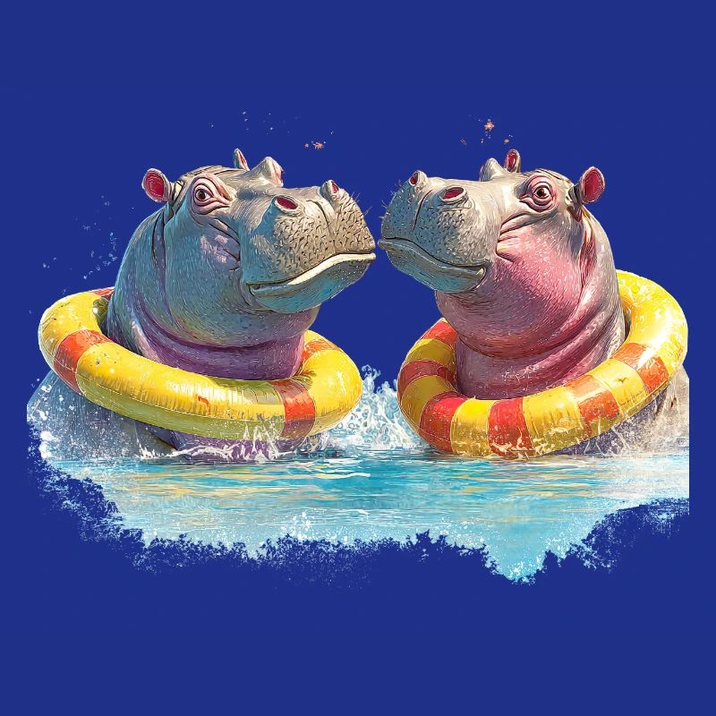 Double Hippo Bathing Fun