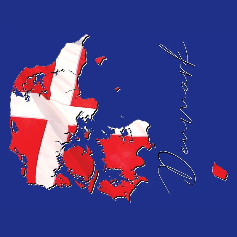 Denmark flag in the Denmark map EN