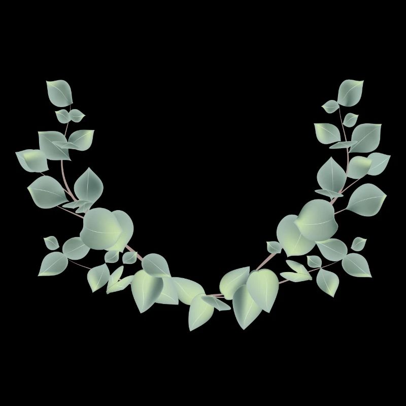 delicate eucalyptus branches as a half wreath