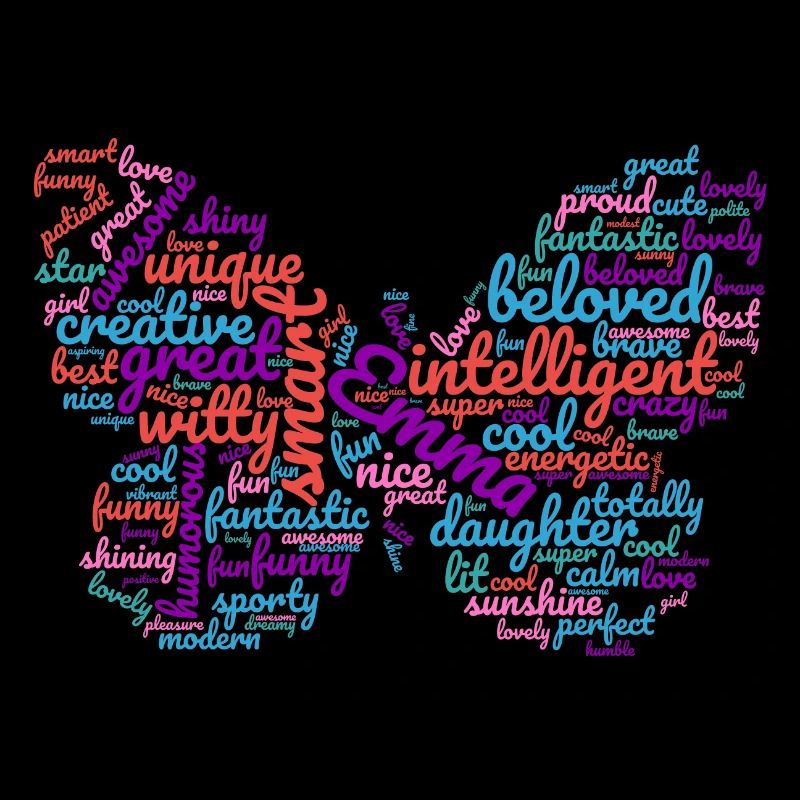 Emma wordcloud butterfly gift for Emma