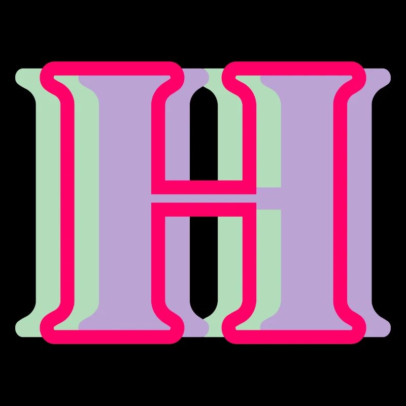 Multi-coloured letter h