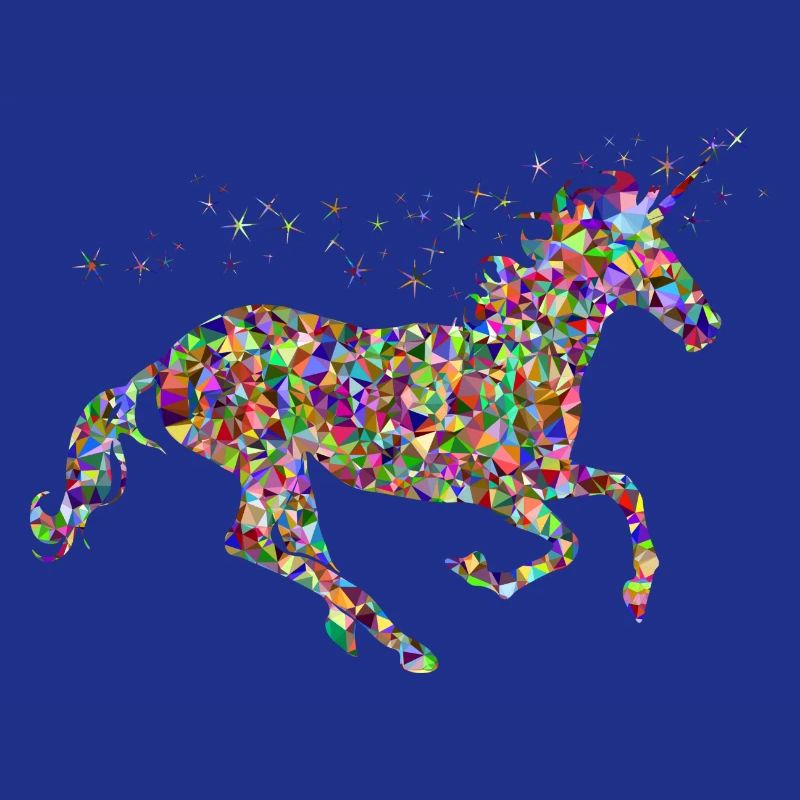 buntes mythisches springendes glitzer Einhorn