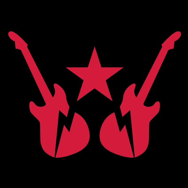 Elektro-Rock-Gitarren-Emblem mit einem Sternchen