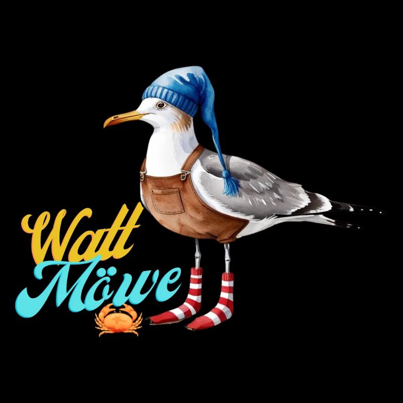 Illustration einer lustigen Watt Meer Möwe