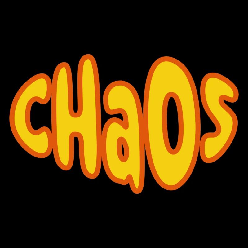Chaos Lettrage Rétro Jaune Orange