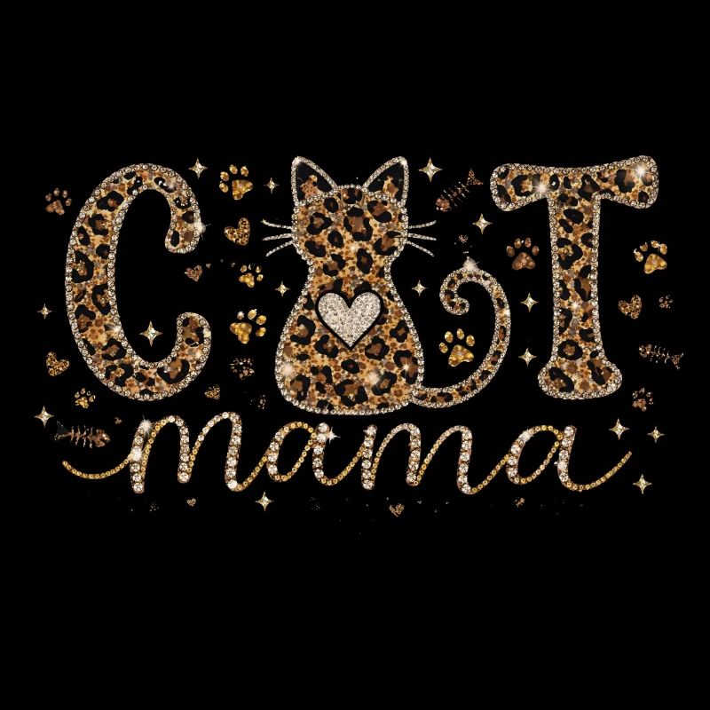 Cat Mama Katzenmama Leopard Herz Glitzer Design