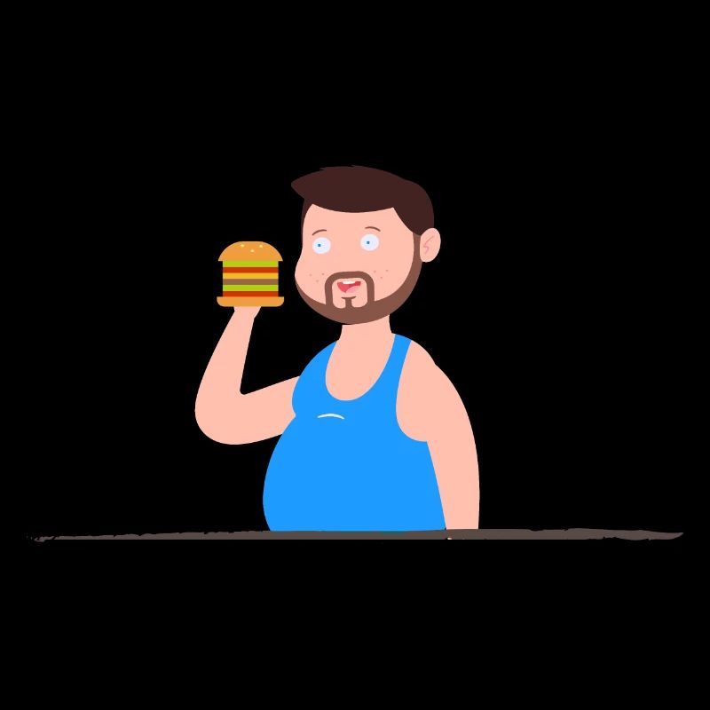 Mann im Unterhemd will Burger essen