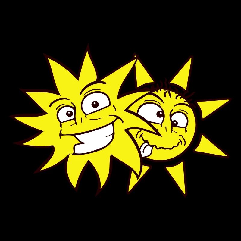 2 Suns Funny Faces Laughing Comic Cartoon
