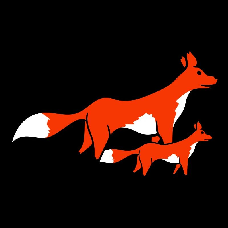 2 Foxes Mother Red Fox Little Child Father Mom