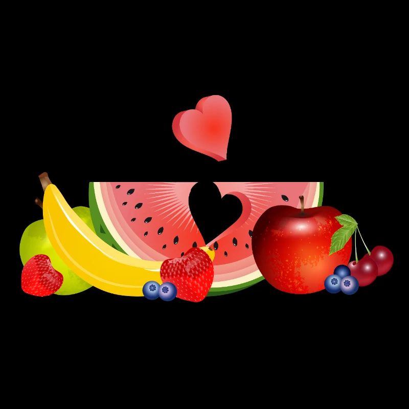 Fruits colorés avec pastèque et cœur