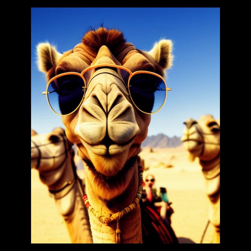 Coole Kamelurlaub Selfie Wüste Sonnenbrille Comic