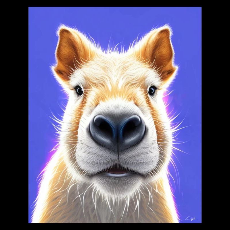 super süßes weißes Capybara Gemälde flauschiges Tier