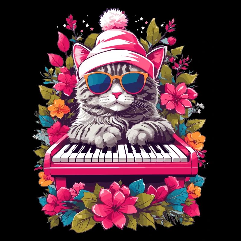 Chat mignon avec piano