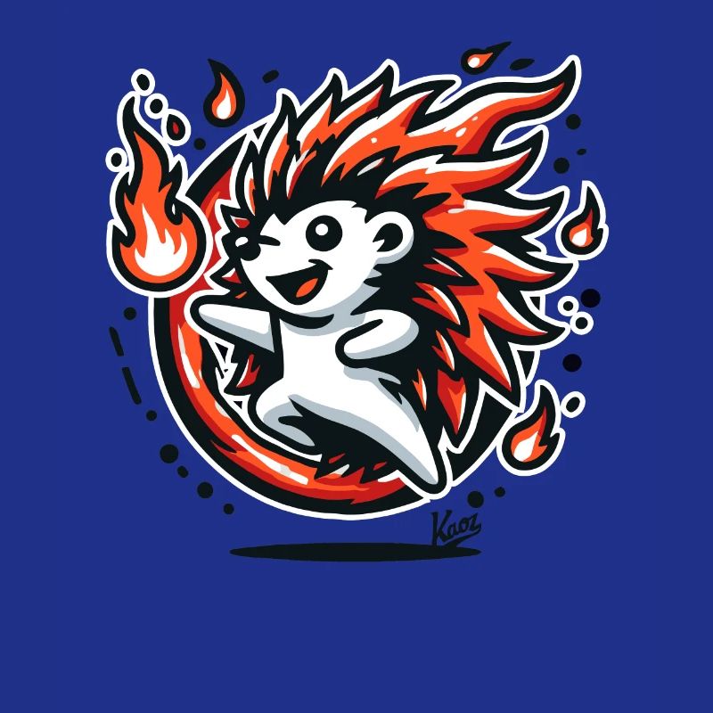 Hérisson chaud joyeux avec du feu