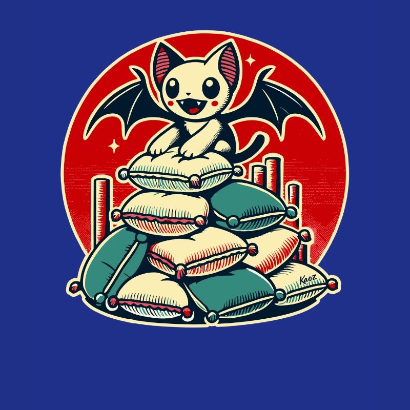 Happy Bat – On a Stack of Pillows