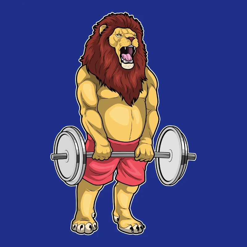 Lion Bodybuilder Musculation avec haltères