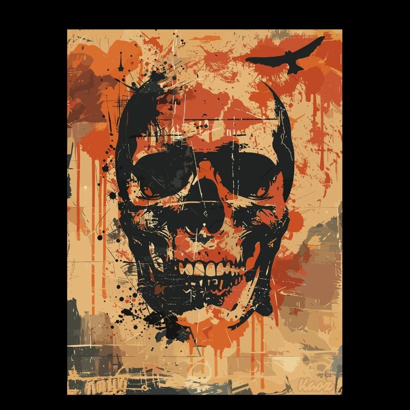 Creepy skull with ravens