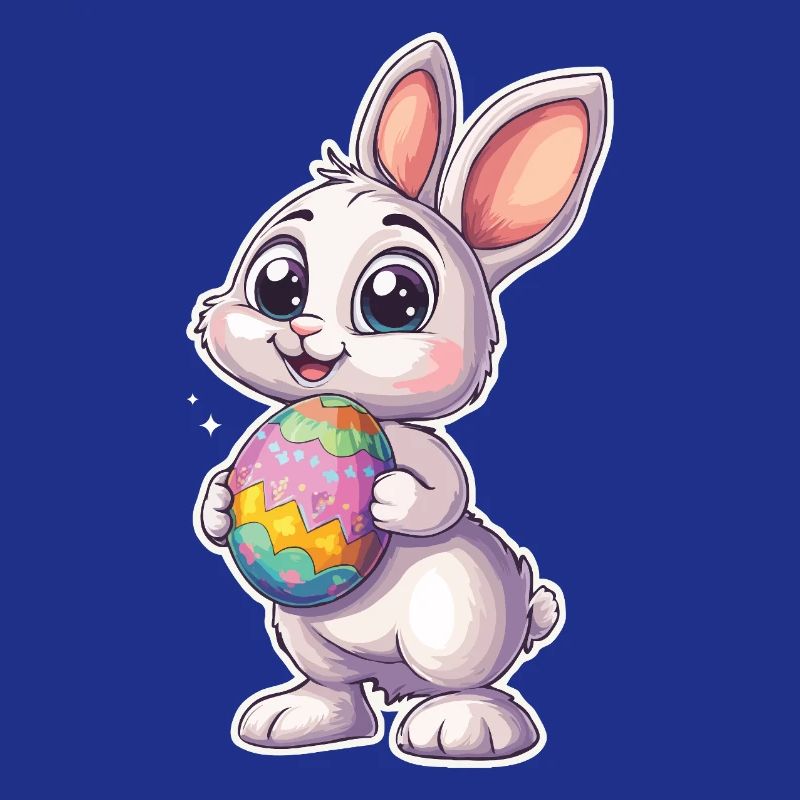 Mignon lapin de Pâques avec œuf de Pâques