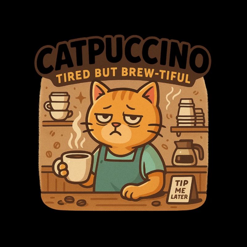 Catpuccino – Müde Kaffeekatze