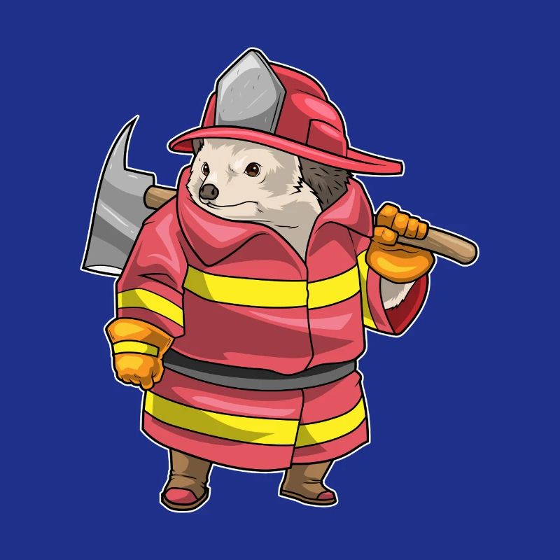 Hedgehog Firefighter Axe Fire Brigade