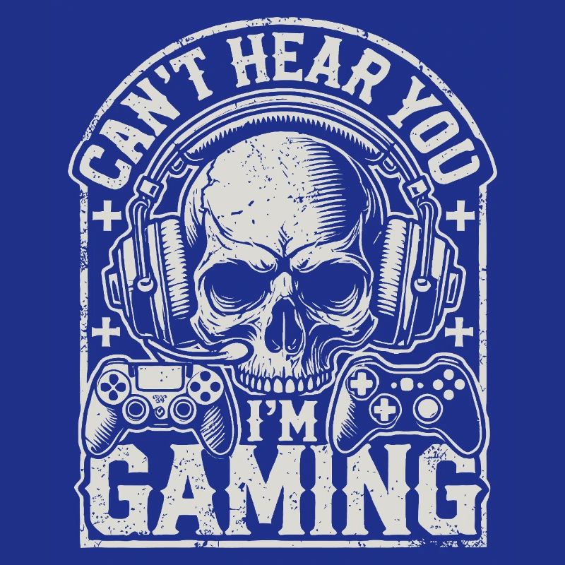 Gaming skull with headset and controllers