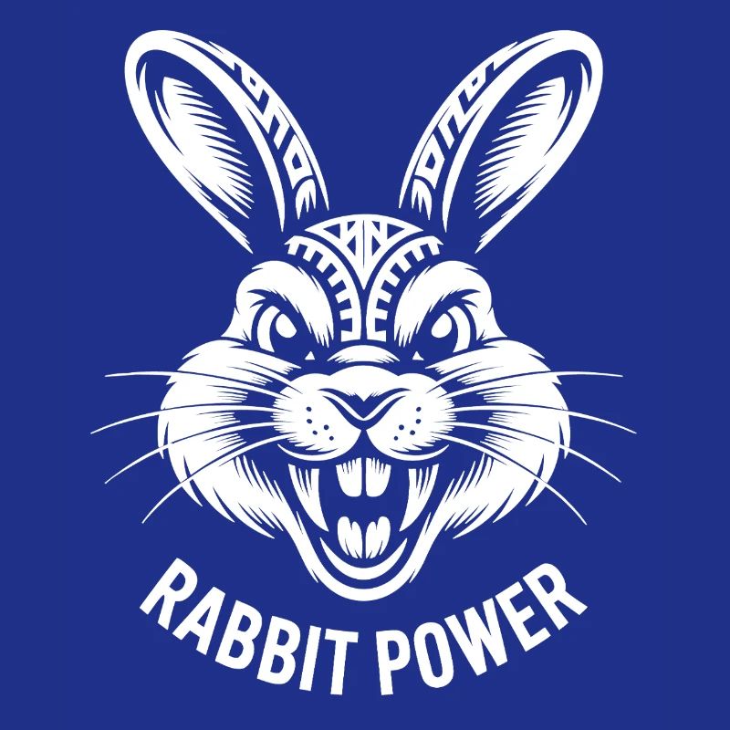 Artistic rabbit design with power slogan