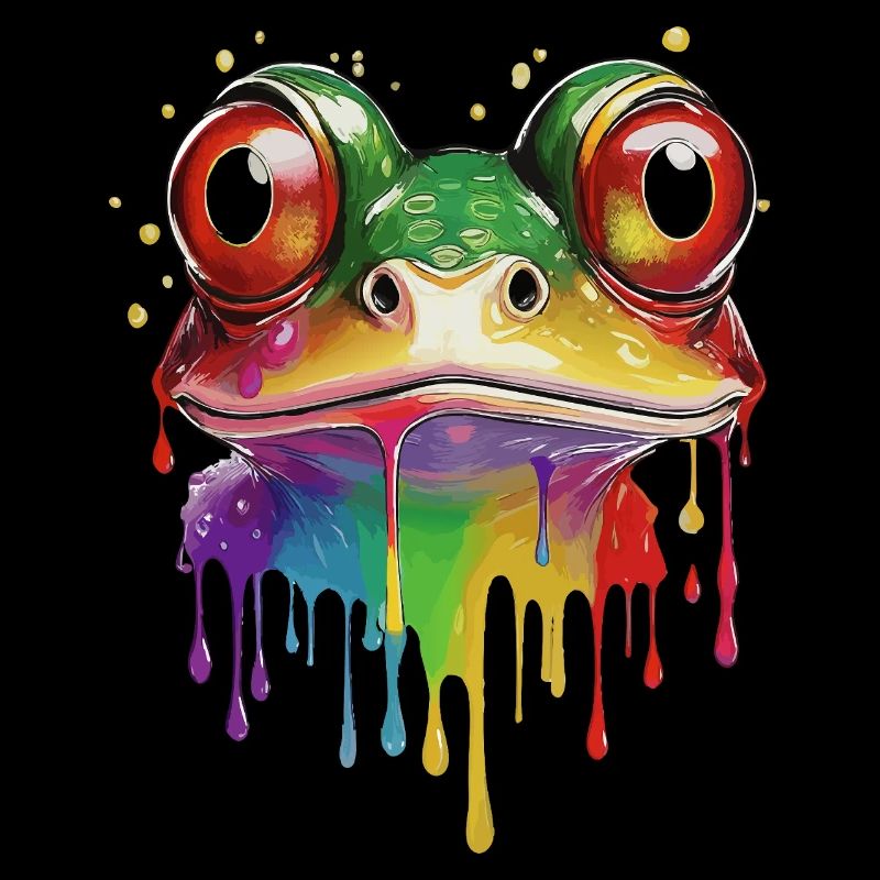 Impression d’art de grenouille arc-en-ciel colorée