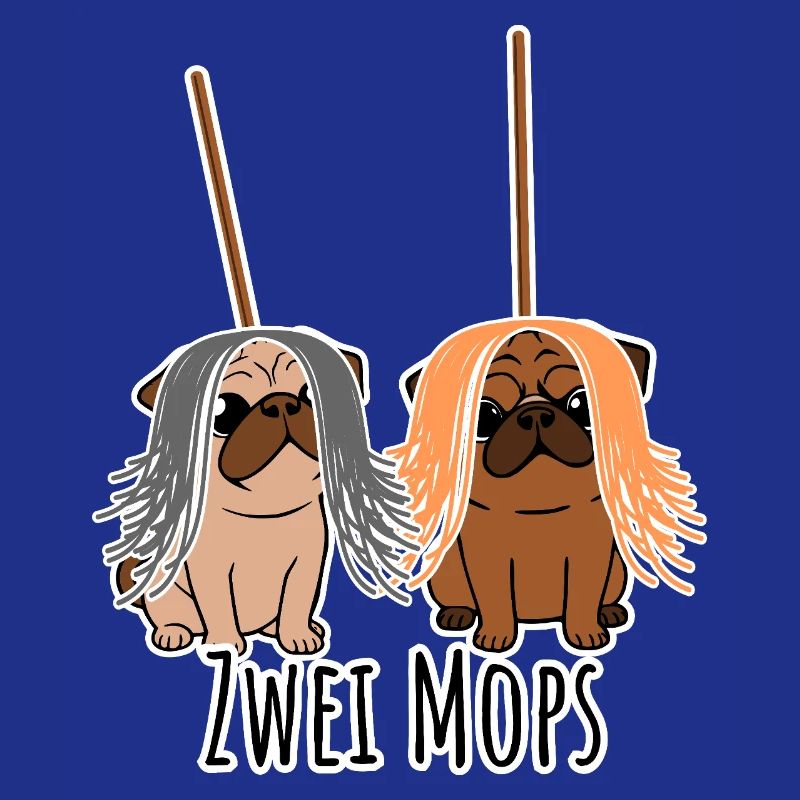 Zwei Mops - Hunde oder Putzgeräte? Hunde Humor?