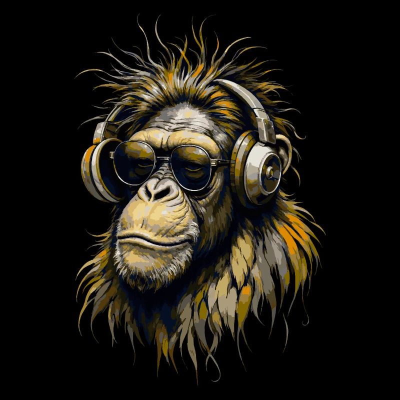 Singe cool avec des écouteurs
