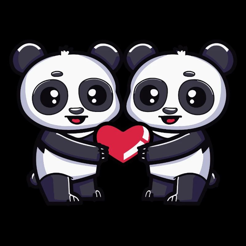 Panda Couple Heart