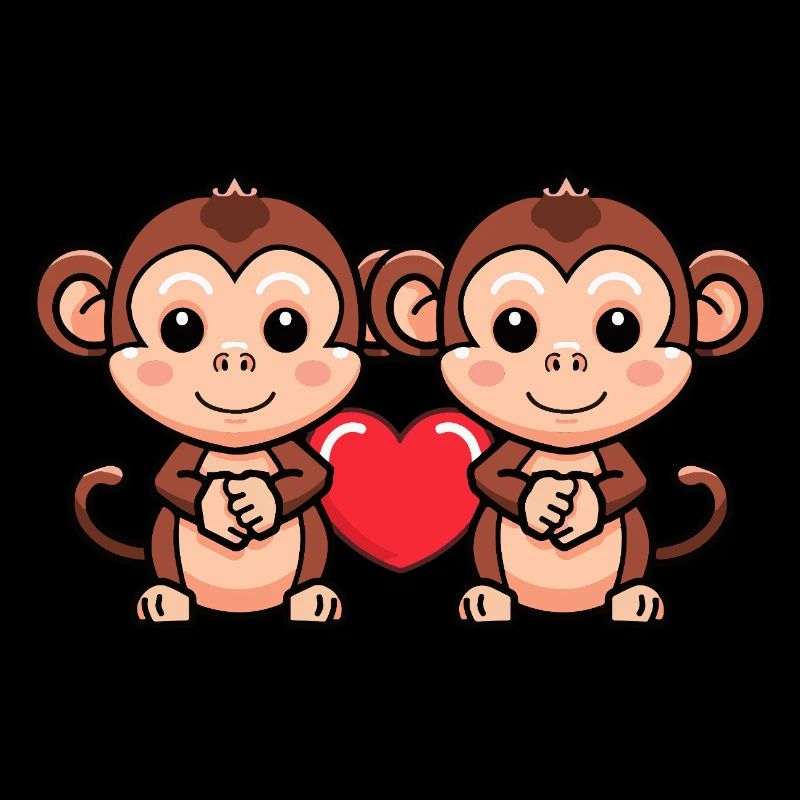 Affe Paar Herz