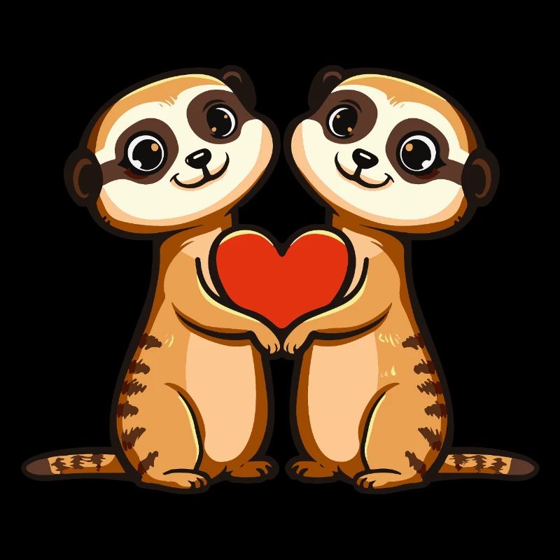 Suricate Couple Saint-Valentin