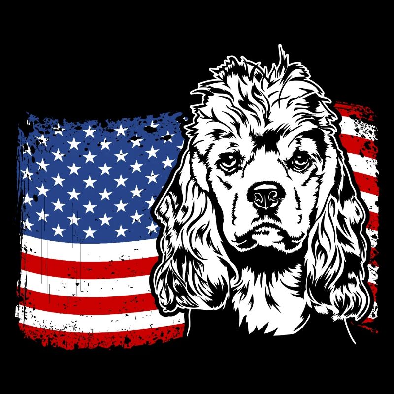 Cocker Américain Épagneul Drapeau de l’Amérique des États-Unis Wilsigns