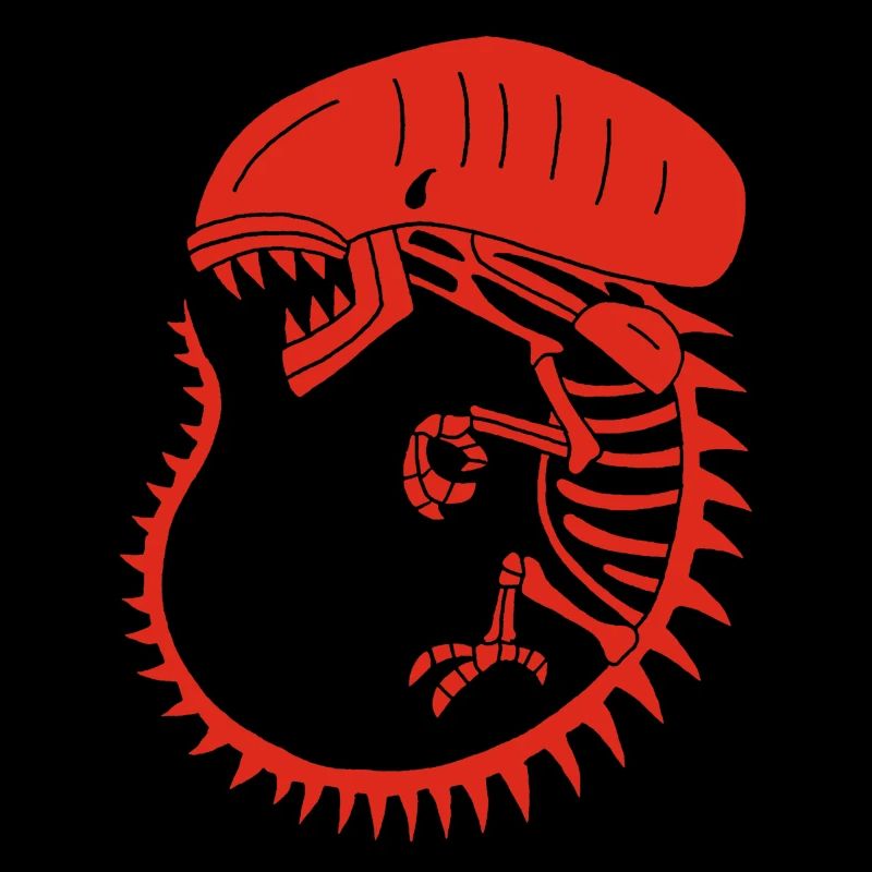 Squelette de monstre extraterrestre rouge