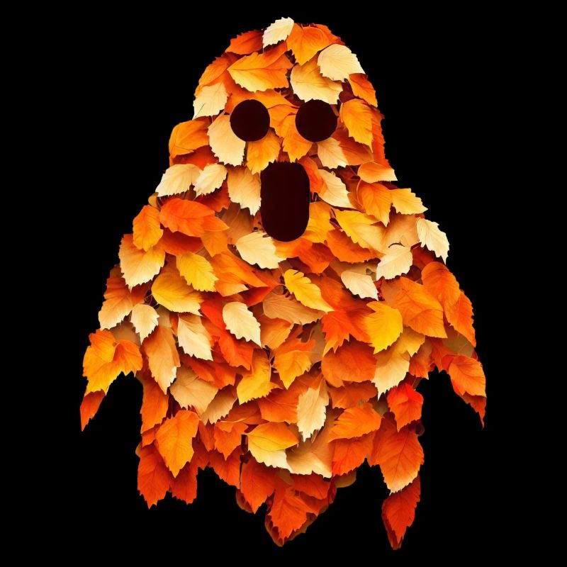 Herbstlicher Halloween-Geist: Buntes Laubgespenst