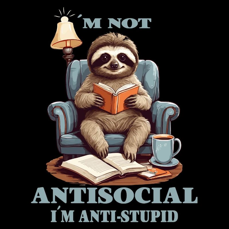 Clever sloth with book