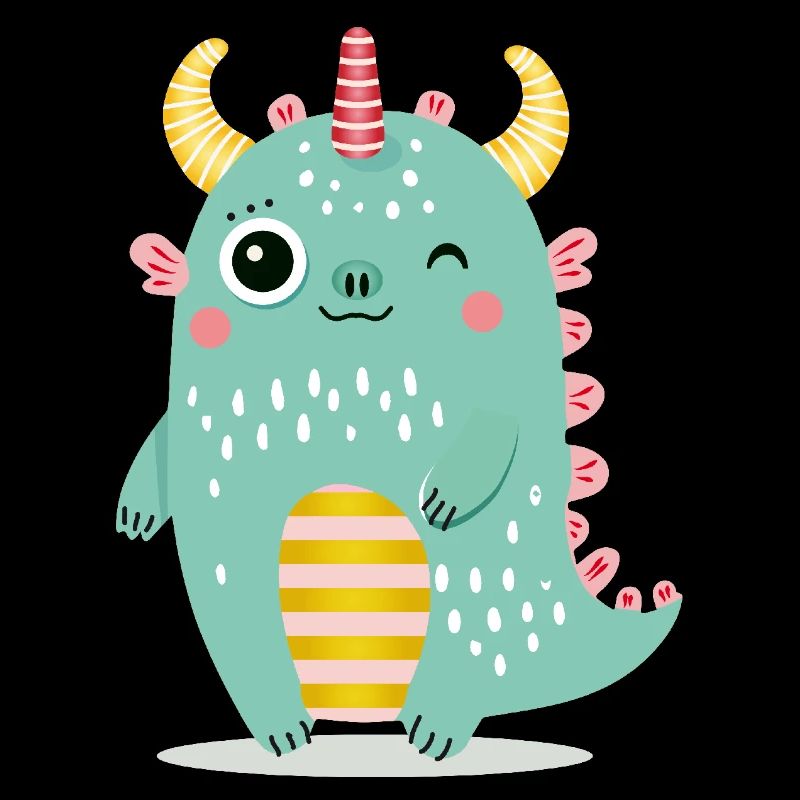 Monstre mignon avec des cornes colorées