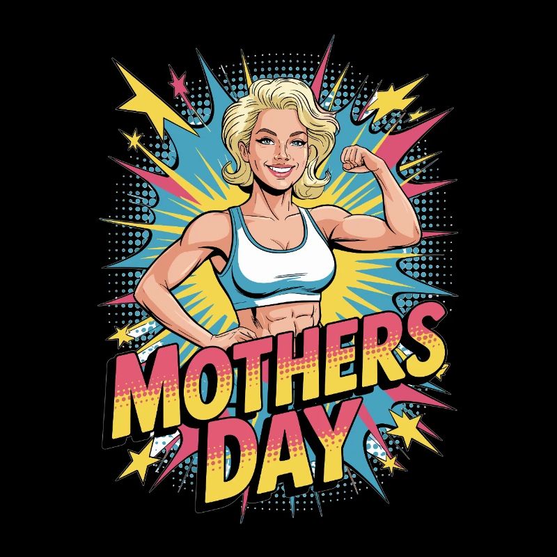 Fit Mom Power – Popart Motiv zum Muttertag