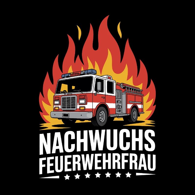 Young firefighter with flames