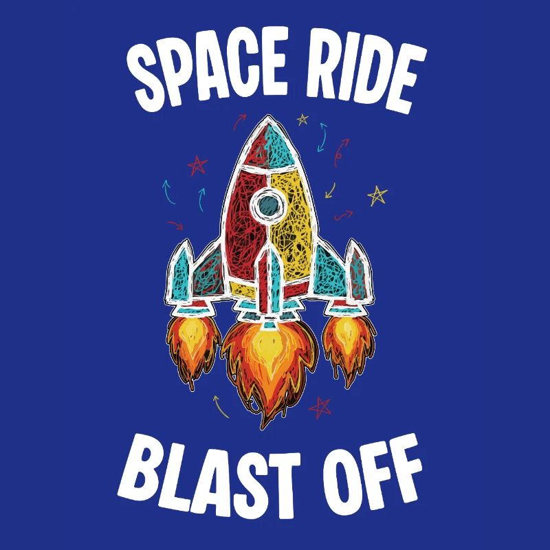 Space Rocket Retro Scribble Blast Off