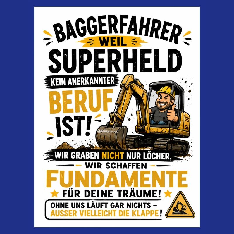 Baggerfahrer Superheld Berufstraum