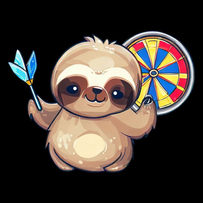 Sloth as dart player - Funny sport design