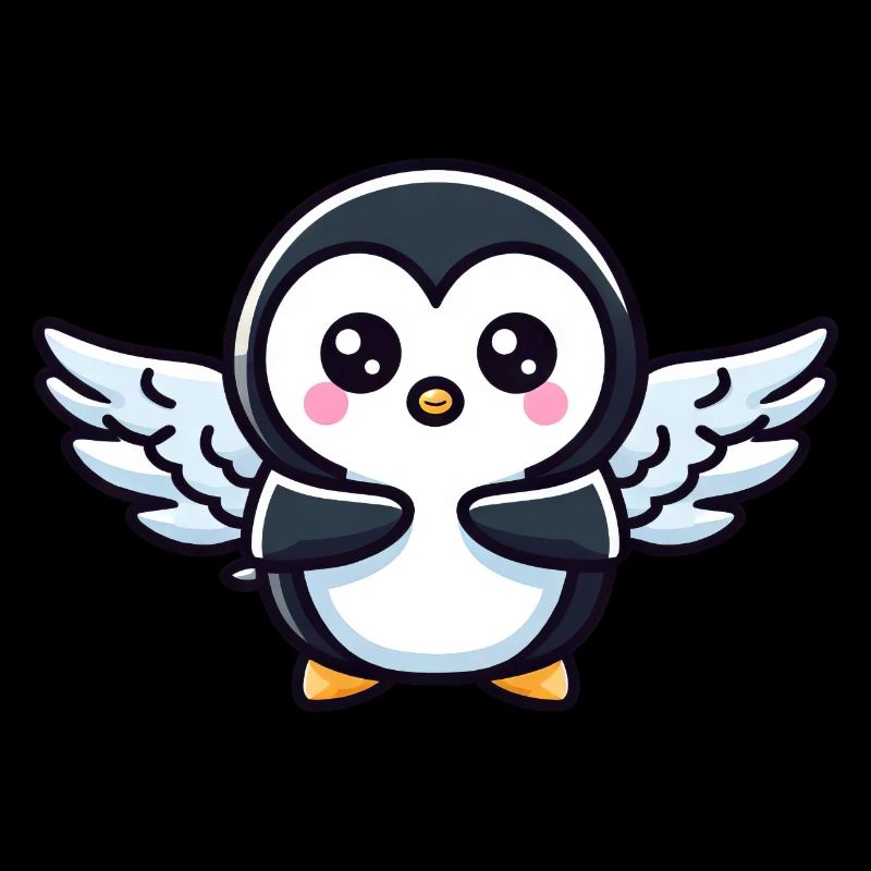 Celestial penguin flapping wings in the freezing cold