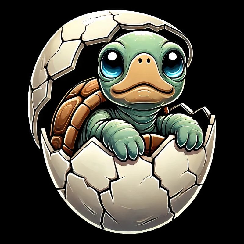 Easter turtle hatches cute colorful