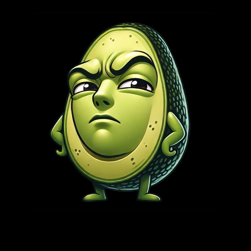 Skeptical Avocado Cartoon Ironic Funny
