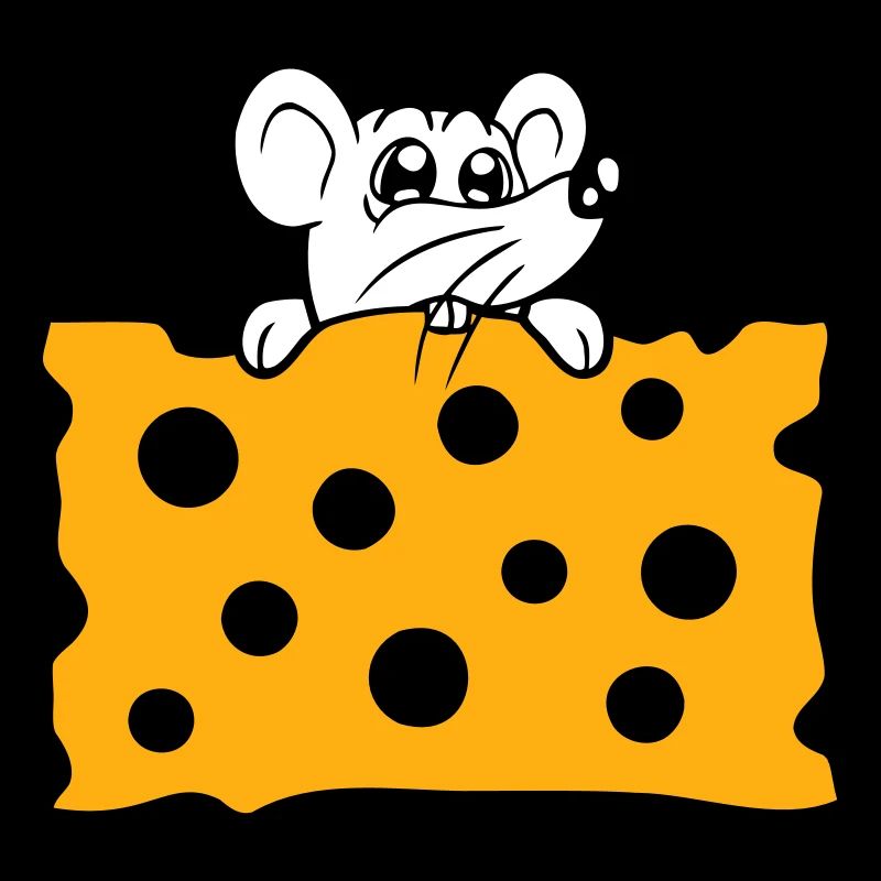Mouse eats huge holes cheese hunger eat delicious
