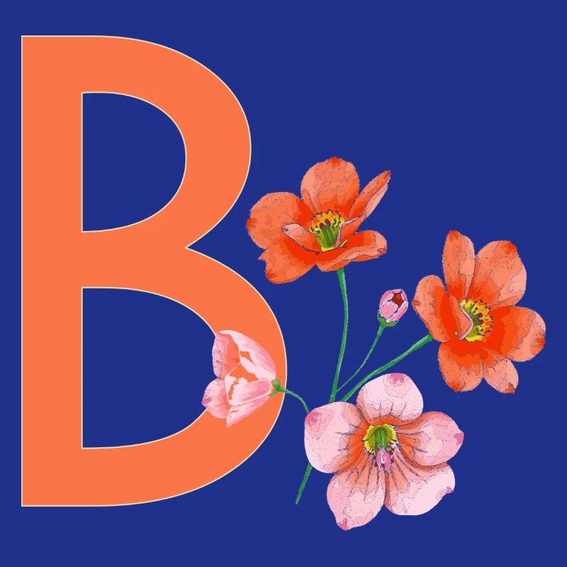 B avec des fleurs
