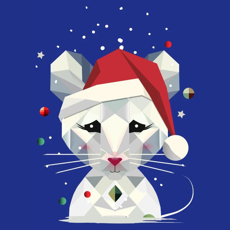 Snow Mouse in Geometric Christmas Design